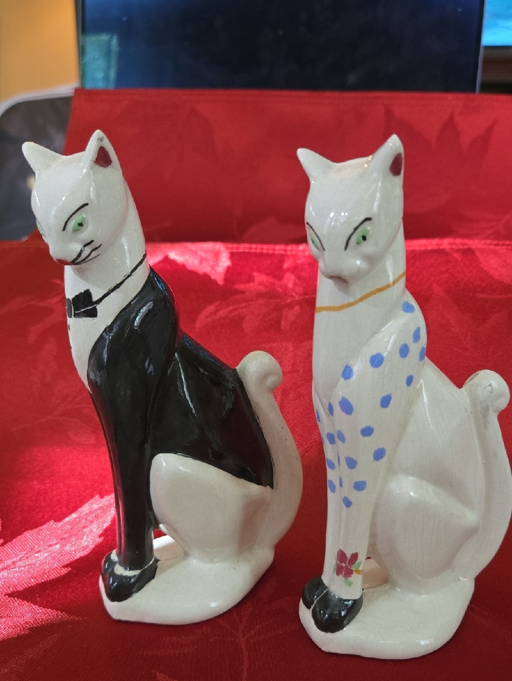 MCM Ceramic Cat Figurine Pair